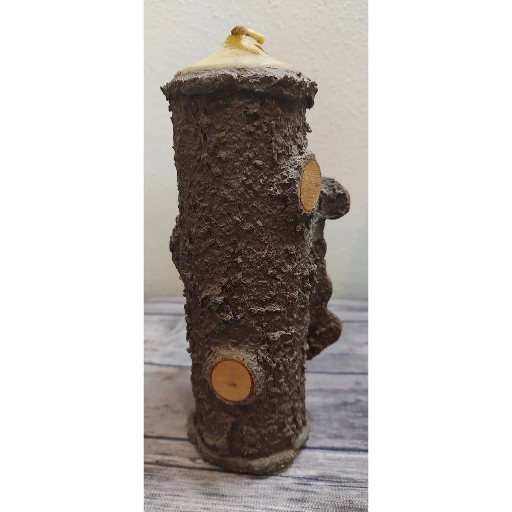Vtg Figural Austrian Alps Man With Pipe Carved Candles Wood N Wax Carving A11